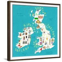 Illustrated Countries UK + Ireland-Carla Daly-Framed Premium Giclee Print