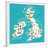 Illustrated Countries UK + Ireland-Carla Daly-Framed Premium Giclee Print