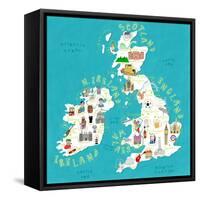 Illustrated Countries UK + Ireland-Carla Daly-Framed Stretched Canvas