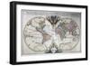 Illustrated Double-Hemisphere World Map-null-Framed Giclee Print