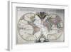 Illustrated Double-Hemisphere World Map-null-Framed Giclee Print