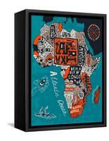 Illustrated Map of Africa-Daria_I-Framed Stretched Canvas