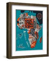 Illustrated Map of Africa-Daria_I-Framed Art Print