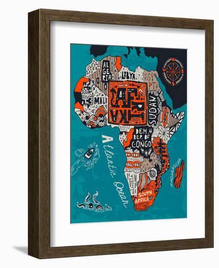 Illustrated Map of Africa-Daria_I-Framed Art Print