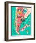 Illustrated Map of Argentina. Travel. Cartography-Daria_I-Framed Art Print