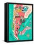 Illustrated Map of Argentina. Travel. Cartography-Daria_I-Framed Stretched Canvas