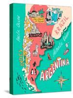 Illustrated Map of Argentina. Travel. Cartography-Daria_I-Stretched Canvas