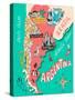 Illustrated Map of Argentina. Travel. Cartography-Daria_I-Stretched Canvas