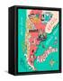 Illustrated Map of Argentina. Travel. Cartography-Daria_I-Framed Stretched Canvas