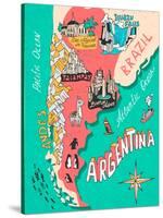 Illustrated Map of Argentina. Travel. Cartography-Daria_I-Stretched Canvas