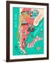 Illustrated Map of Argentina. Travel. Cartography-Daria_I-Framed Art Print