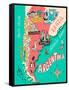 Illustrated Map of Argentina. Travel. Cartography-Daria_I-Framed Stretched Canvas
