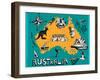 Illustrated Map of Australia-Daria_I-Framed Art Print