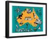 Illustrated Map of Australia-Daria_I-Framed Art Print