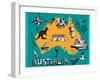 Illustrated Map of Australia-Daria_I-Framed Art Print