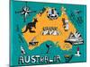 Illustrated Map of Australia-Daria_I-Mounted Art Print