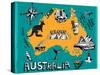 Illustrated Map of Australia-Daria_I-Stretched Canvas