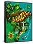 Illustrated Map of Brazil-Daria_I-Framed Stretched Canvas