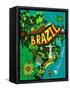 Illustrated Map of Brazil-Daria_I-Framed Stretched Canvas