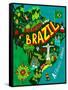 Illustrated Map of Brazil-Daria_I-Framed Stretched Canvas
