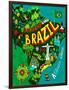 Illustrated Map of Brazil-Daria_I-Framed Art Print