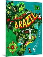 Illustrated Map of Brazil-Daria_I-Mounted Art Print