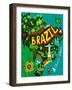 Illustrated Map of Brazil-Daria_I-Framed Art Print