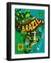 Illustrated Map of Brazil-Daria_I-Framed Art Print