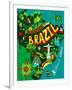 Illustrated Map of Brazil-Daria_I-Framed Art Print