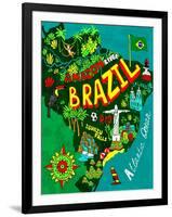 Illustrated Map of Brazil-Daria_I-Framed Art Print