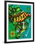 Illustrated Map of Brazil-Daria_I-Framed Art Print