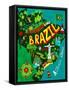 Illustrated Map of Brazil-Daria_I-Framed Stretched Canvas