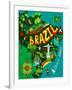 Illustrated Map of Brazil-Daria_I-Framed Art Print