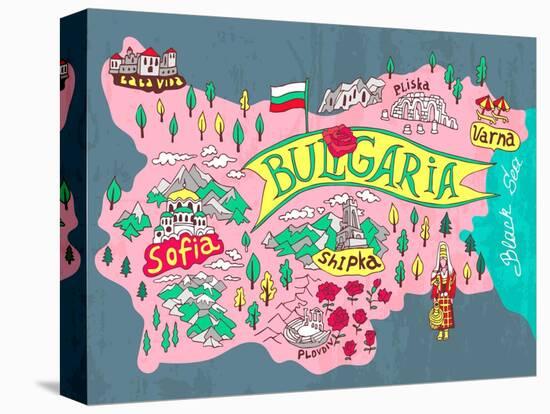 Illustrated Map of Bulgaria. Travels-Daria_I-Stretched Canvas