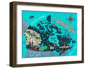 Illustrated Map of Canada. Travel. Cartography-Daria_I-Framed Art Print