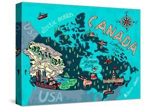 Illustrated Map of Canada. Travel. Cartography-Daria_I-Stretched Canvas