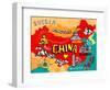 Illustrated Map of China-Daria_I-Framed Art Print