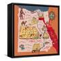 Illustrated Map of Egypt-Daria_I-Framed Stretched Canvas