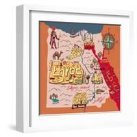 Illustrated Map of Egypt-Daria_I-Framed Art Print