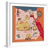 Illustrated Map of Egypt-Daria_I-Framed Art Print