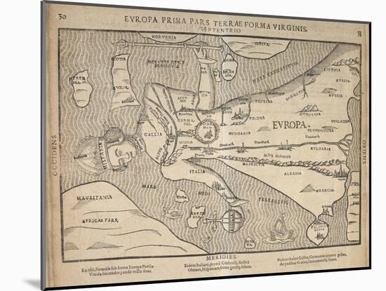 Illustrated Map of Europe, Magdeburg, Germany, 1598-Heinrich Buenting-Mounted Giclee Print