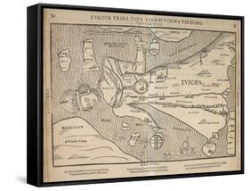 Illustrated Map of Europe, Magdeburg, Germany, 1598-Heinrich Buenting-Framed Stretched Canvas