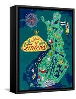 Illustrated Map of Finland. Travels-Daria_I-Framed Stretched Canvas