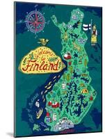 Illustrated Map of Finland. Travels-Daria_I-Mounted Art Print
