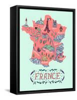 Illustrated Map of France. Travel-Daria_I-Framed Stretched Canvas