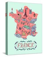 Illustrated Map of France. Travel-Daria_I-Stretched Canvas