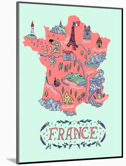 Illustrated Map of France. Travel-Daria_I-Mounted Art Print