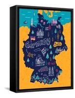 Illustrated Map of Germany-Daria_I-Framed Stretched Canvas