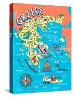 Illustrated Map of Greece. Travels-Daria_I-Stretched Canvas