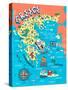 Illustrated Map of Greece. Travels-Daria_I-Stretched Canvas